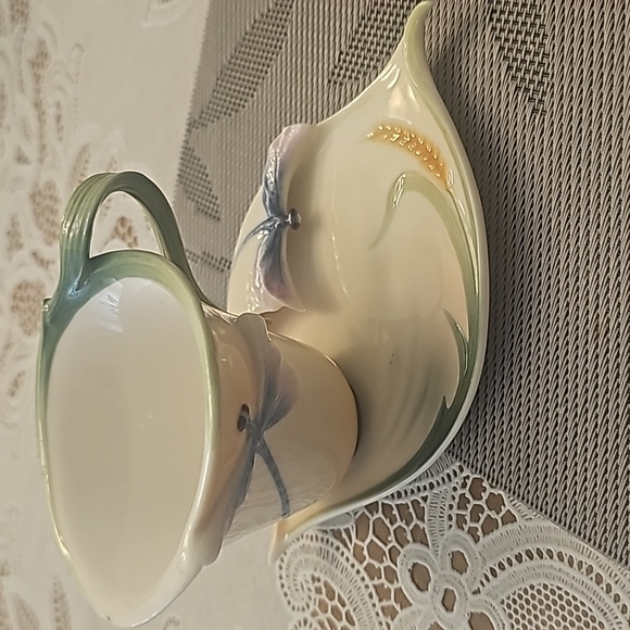 Franz Dragonfly tea cup and saucer FZ00212 made in china Singed by Franz - Picture 10 of 10